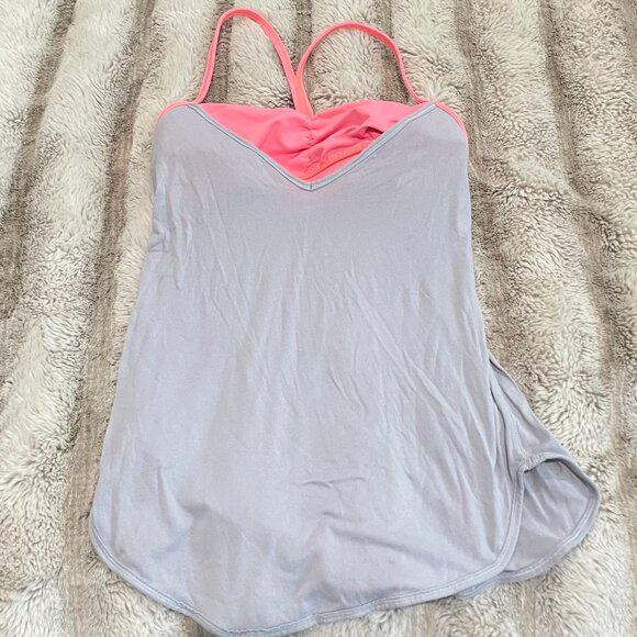 Lululemon Coral-Grey Bra Tank Top Size 4 - Picture 1 of 4